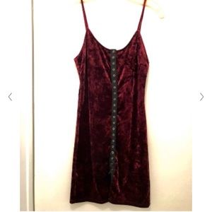 Forever 21 Burgundy Velvet Skinny Strap Dress